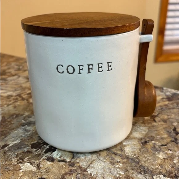 OUT OF STOCK Hearth & Hand Coffee Canister with Brown Lid and scoop - Picture 1 of 12